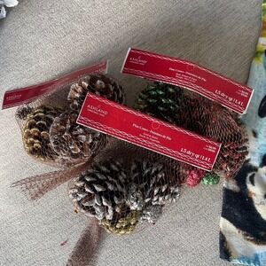 Ashland Christmas Pine Cones Red‎ Green Gold & Silver Glitter Mesh Bags